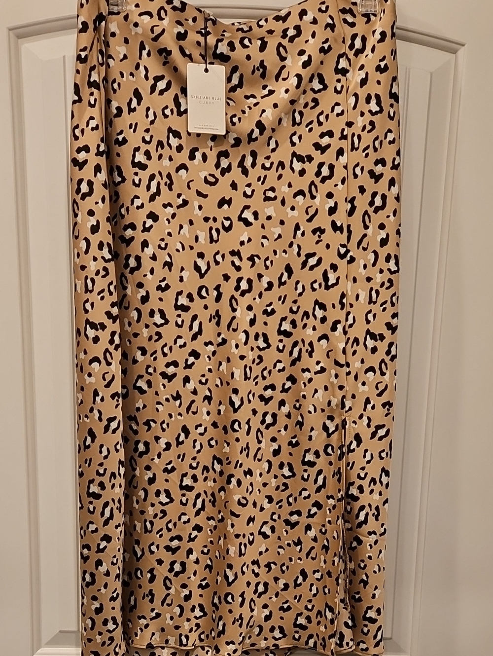 Skies Are Blue Tan Leopard Midi Skirt